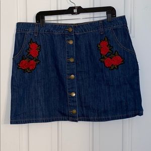 Jean embroidered mini skirt plus size 14